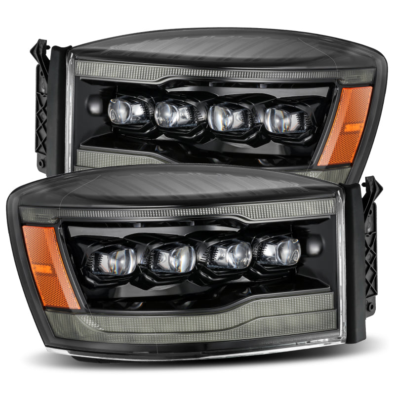 AlphaRex 06-08 Ram 1500HD NOVA LED Proj Headlights Plnk Style Alpha Blk w/Seq Signal/DRL/Amber LED 880538 880538 Photo - Primary