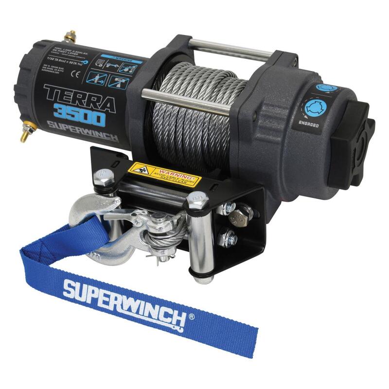 Superwinch 3500 LBS 12V DC 7/32 in x 32 ft Steel Rope Terra 3500 Winch - Gray Wrinkle 1135260 1135260 Photo - out of package