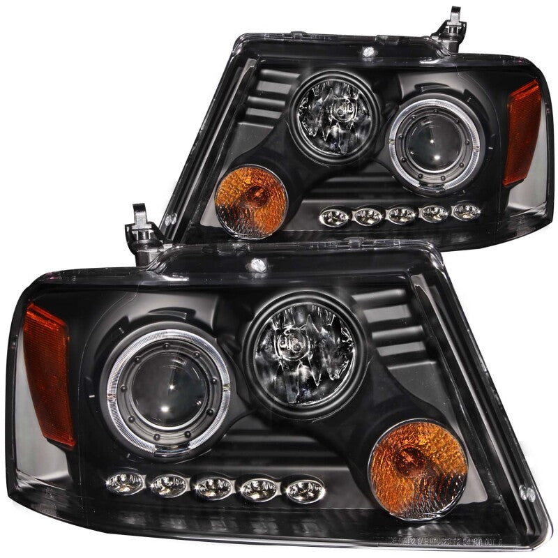 Anzo 2004-2008 Ford F-150 Projector Headlights w/ Halo and LED Black G2 111204 Photo - Primary