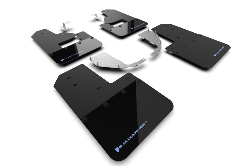 Rally Armor 21-22 Ford Bronco (Steel Bmpr + RB - NO Rptr/Sprt) Blk Mud Flap w/Area Blue Logo MF85-RB-ST-ABL MF85-RB-ST-ABL Photo - Primary