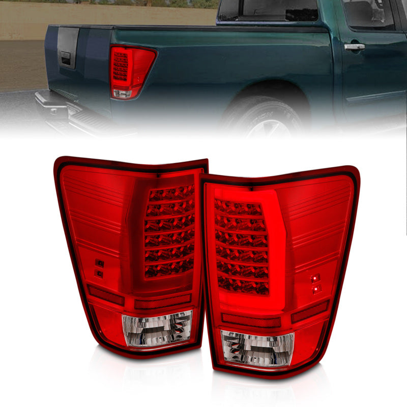ANZO 04-15 Nissan Titan Full LED Tailights Chrome Housing Red/Clear Lens 311422 311422 Photo - lifestyle view