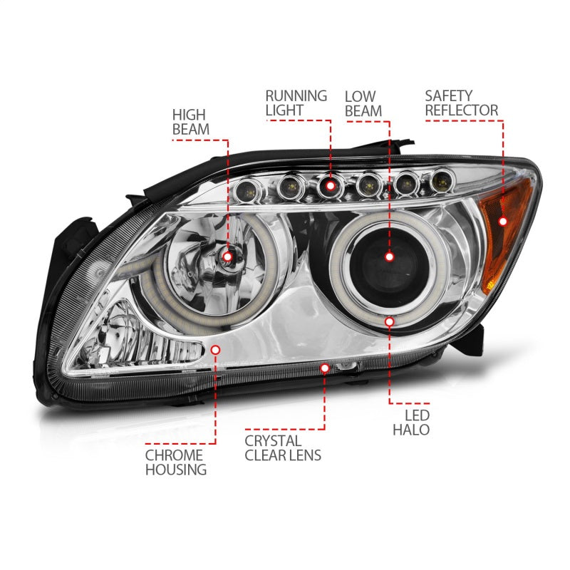 Anzo 2005-2010 Scion Tc Projector Headlights w/ Halo Chrome (CCFL) 121120 Photo - Unmounted