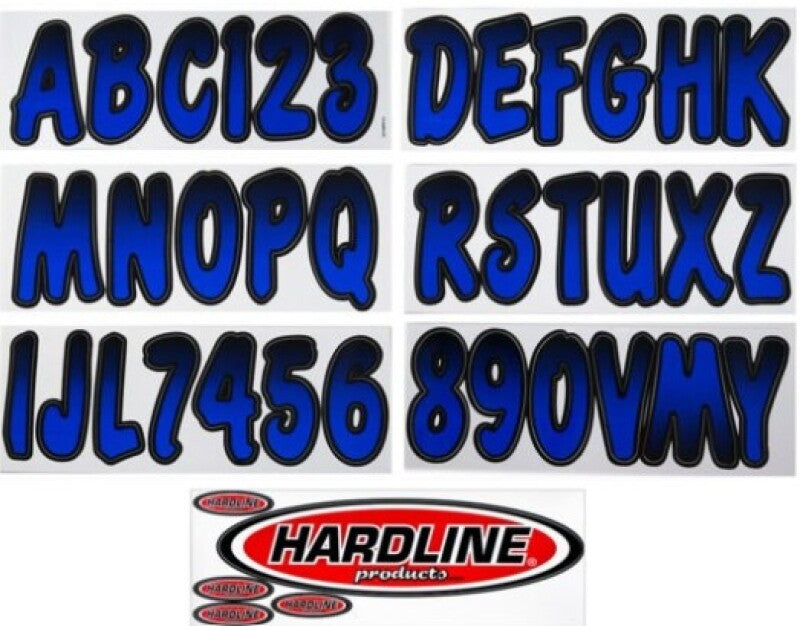 Hardline Boat Lettering Registration Kit 3 in. - 200 Blue Metallic/Black BMBKG200 BMBKG200 User 1