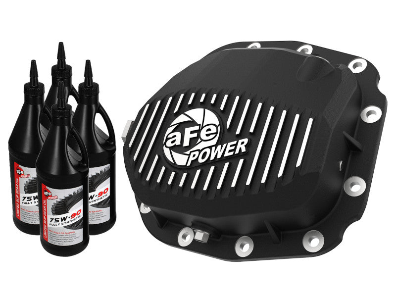 aFe Rear Differential Cover (Black Machined; Pro Series); 15-19 Ford F-150 V6-2.7L (t) (12-Bolt) 46-71181B 46-71181B Photo - Primary