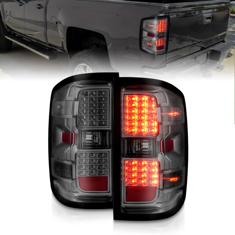 ANZO 15-19 Chevy Silverado 2500HD/3500HD (Factory Halogen Only) LED Tail Lights Smoke w/Clear Lens 311424 311424 Photo - Primary