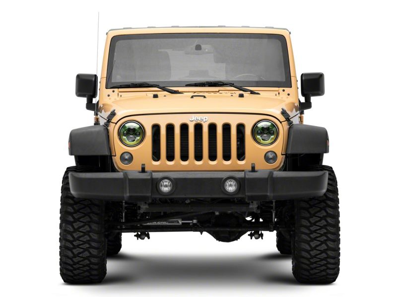 Raxiom 07-18 Jeep Wrangler JK 7-In LED Headlights Green Housing- Clear Lens J154699 J154699 Photo - Close Up