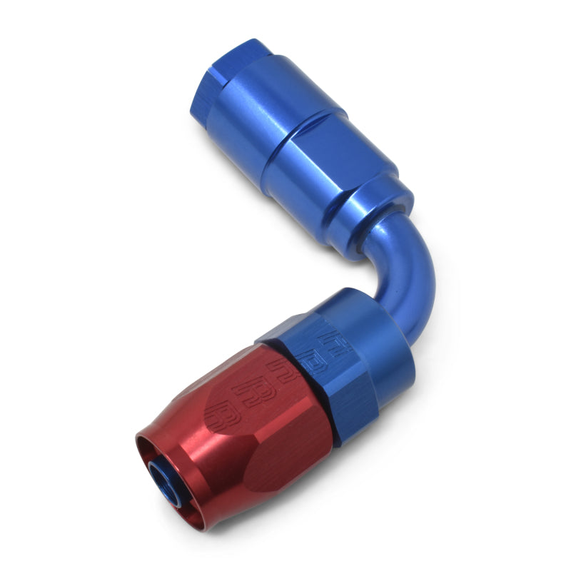 Russell 3/8" 90° EFI SAE Female Quick-Disconnect Hose Ends (Red/Blue Finish) 611220 Photo - out of package