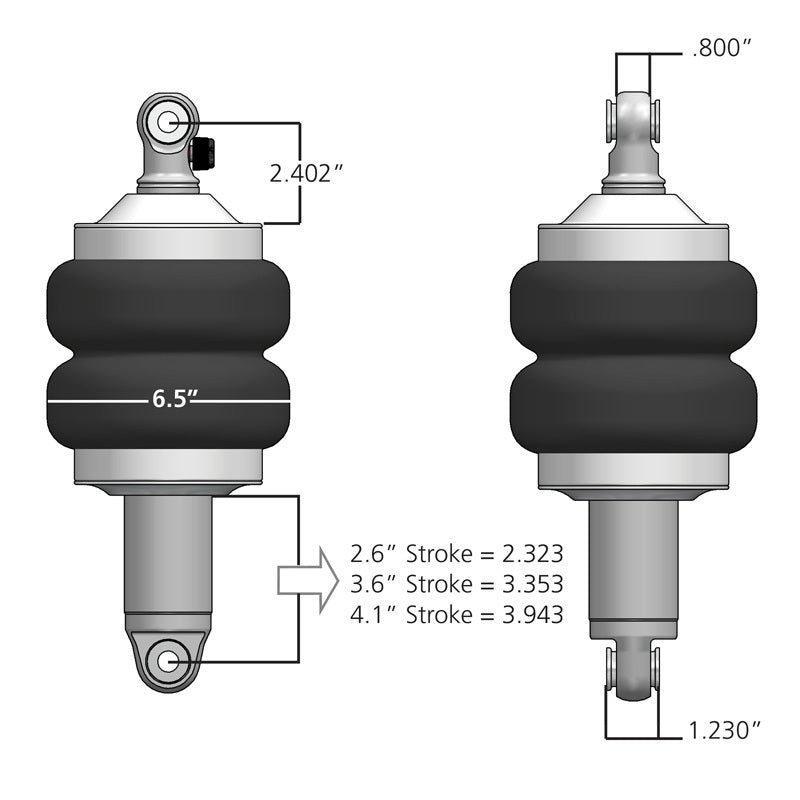 Ridetech HQ Series ShockWaves 2.6in travel 6.5in dia Double Convoluted .625in bearing/.625in Bearing 21120101 21120101 User 1