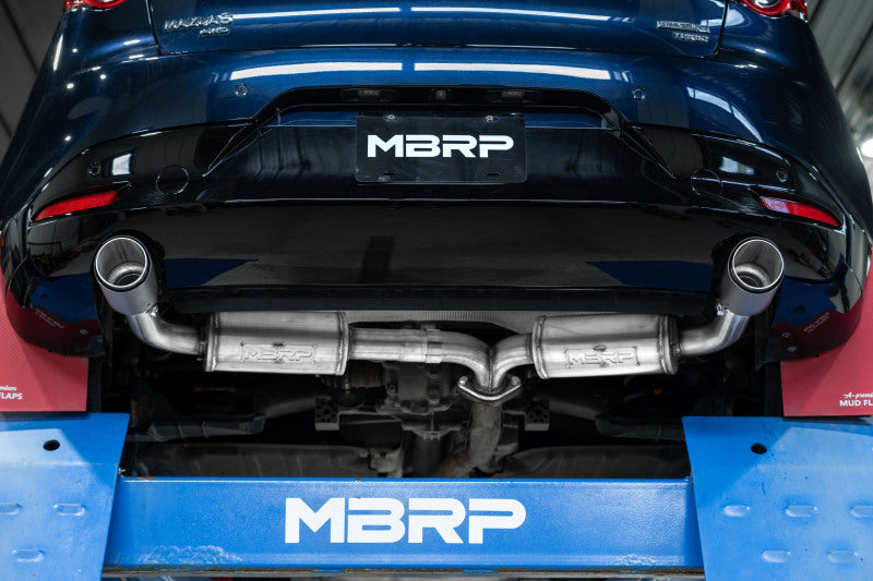 MBRP 19-23 Mazda 3 Hatchback T304SS 2.5in Axle-Back, Dual Rear Exit Street Profile S4450304 S4450304 Photo - Mounted