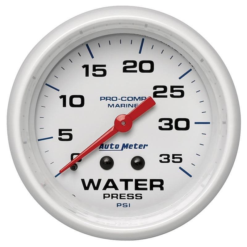 Autometer Gauge, Water Press, 2 5/8", 35 Psi, Mechanical, Marine White 200773 Photo - Primary