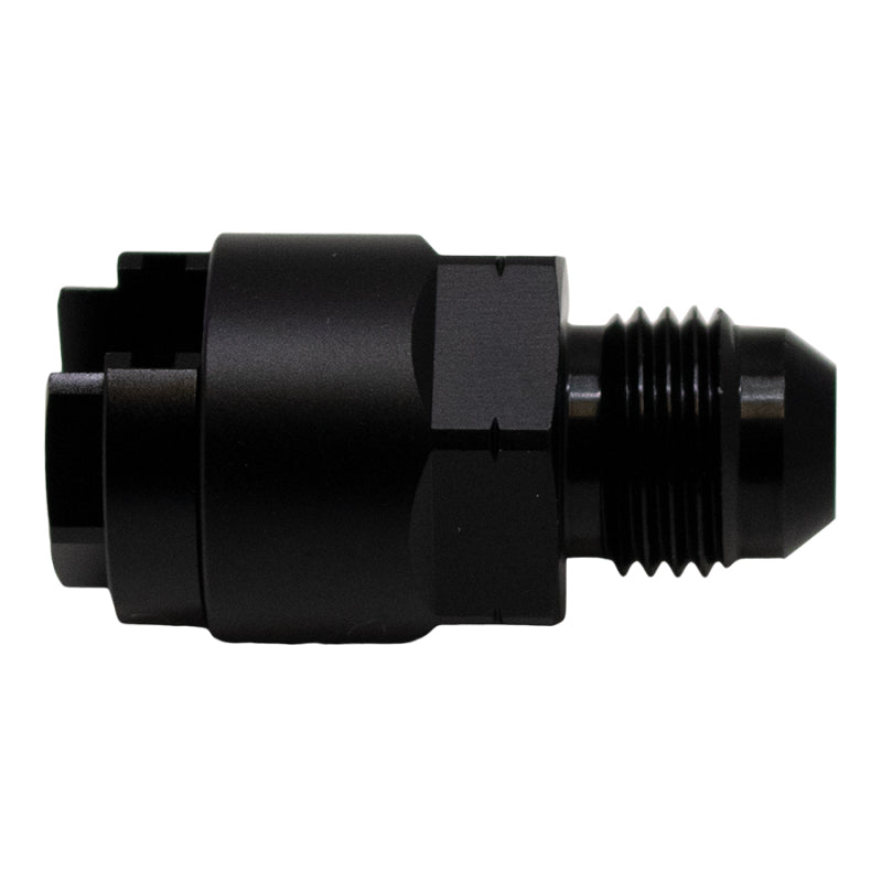 DeatschWerks 6AN Male Flare to 1/4in Female EFI Quick Connect Adapter - Anodized Matte Black 6-02-0120-B 6-02-0120-B Photo - Primary