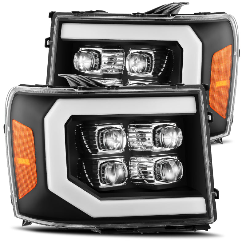 AlphaRex 07-13 GMC 1500HD NOVA LED Proj Headlight Plank Style Gloss Blk w/Activ Light/Seq Signal/DRL 880609 880609 Photo - Primary