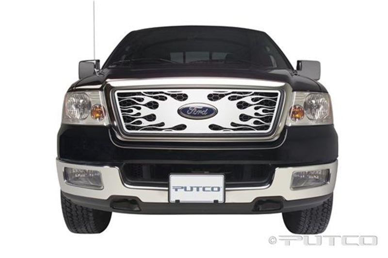 Putco 04-08 Ford F-150 (Honeycomb Grille) w/ Logo CutOut Flaming Inferno Stainless Steel Grille 89142 89142 Photo - Primary