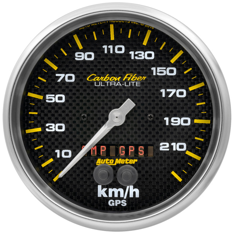 Autometer Carbon Fiber 5in. 0-225 KM/H (GPS) Speedometer Gauge 4881-M 4881-M Photo - Primary