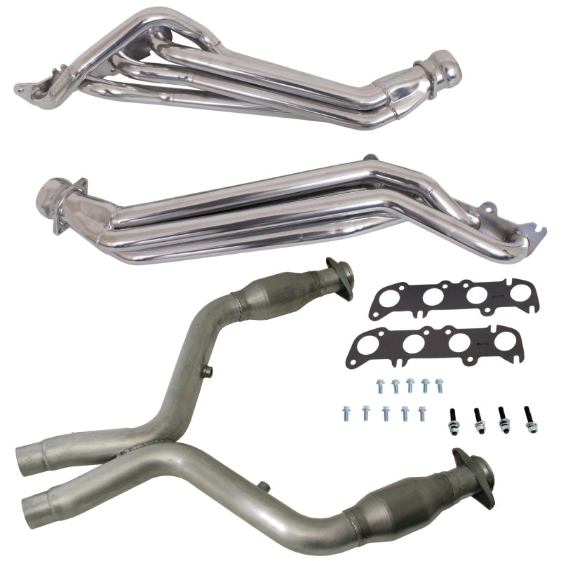 BBK 11-14 Ford Mustang GT 1-3/4 Long Tube Headers w/High Flow Catted Mid Pipe (Silver Ceramic) 16333 16333 Photo - Primary
