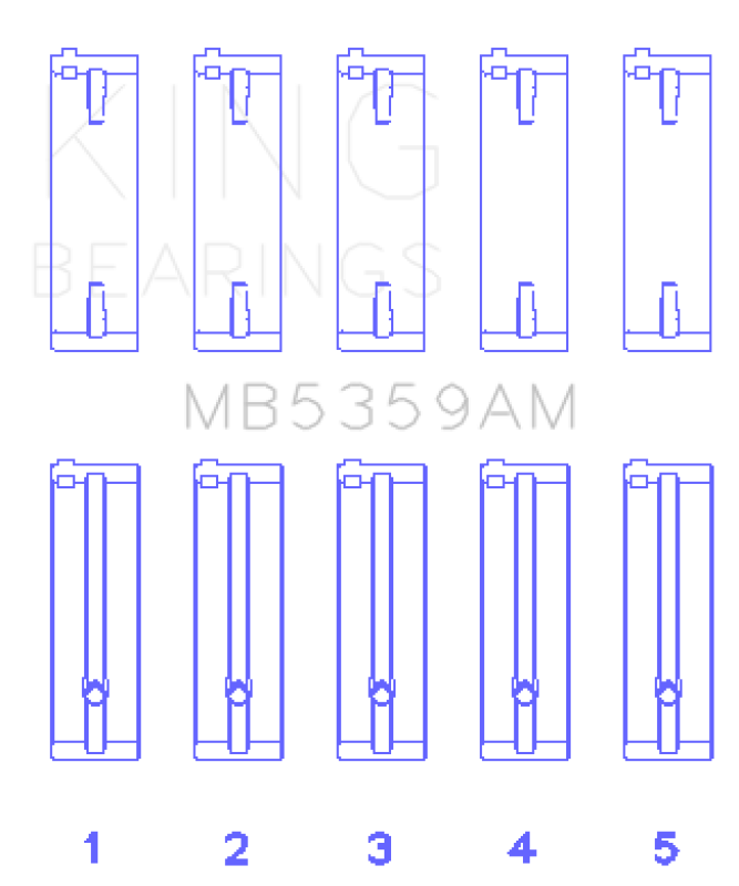 King Engine Bearings Mazda Fe 2.0L (Size +0.25mm) Main Bearing Set MB5359AM0.25 MB5359AM0.25 Photo - Primary