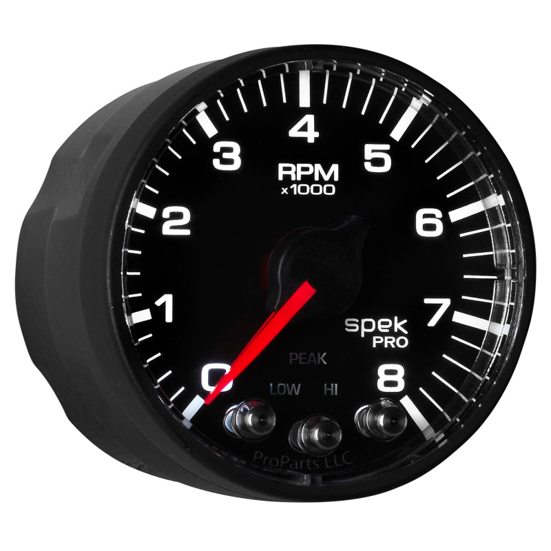 Autometer Tach 2" 8k RPM w Shift Light & Pk Mem Blk/Blk Spek P334328 User 7