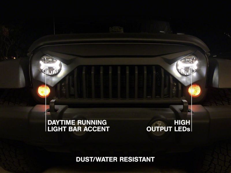 Raxiom07-18 Jeep Wrangler JK LED Halo Projector Headlights- Chrome Housing (Clear Lens) J121872 J121872 Photo - Close Up