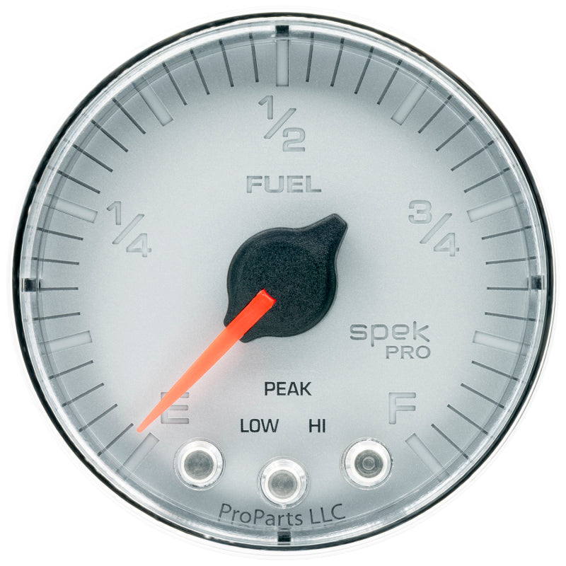 Autometer Spek-Pro Gauge Fuel Level 2 1/16in 0-270 Programmable Slvr/Chrm P312218 P312218 User 1