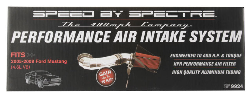 Spectre 05-09 Ford Mustang GT V8-4.6L F/I Air Intake Kit - Polished w/Red Filter 9924 9924 Photo - in package