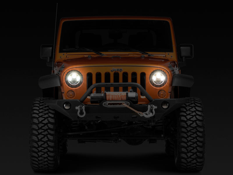 Raxiom 97-18 Jeep Wrangler TJ/JK Axial Halo Headlights w/ DRL Amber Signals- Blk Hsng (Clear Lens) J108037 J108037 Photo - Close Up