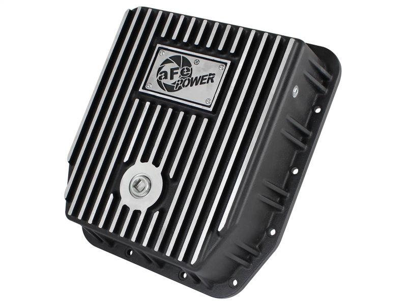 aFe Transmission Pan, Black w/ Machined Fins: Ford Trucks 93-08 (AODE/4R70 46-70222 Photo - Primary
