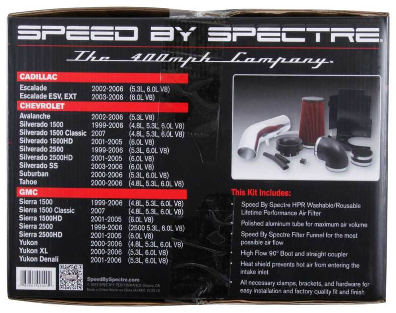 Spectre 99-07 GM Truck V8-4.8/5.3/6.0L F/I Air Intake Kit - Clear Anodized w/Red Filter 9900 9900 Photo - in package
