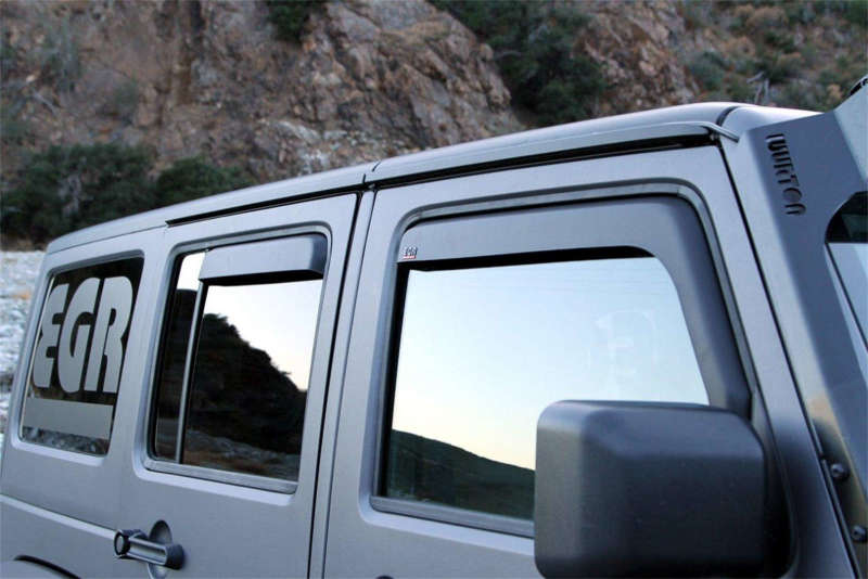 EGR 07-13 Jeep Wrangler JK In-Channel Window Visors - Set of 4 - Matte (575155) 575155 575155 Photo - lifestyle view
