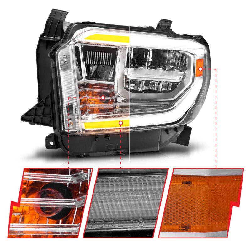 ANZO 2014-2021 Toyota Tundra LED Crystal Headlights w/ Switchback Chrome Housing w/ DRL 111534 111534 User 2