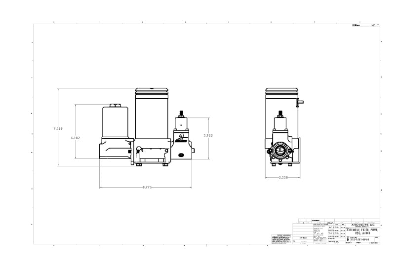 Aeromotive A3000 Drag Race Carbureted Fuel Pump Complete (Includes A3000 Pump 11215 Technical Drawing