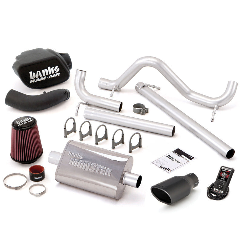Banks Power 07-11 Jeep 3.8L Wrangler - 4dr Stinger Sys w/ AutoMind - SS Single Exhaust w/ Black Tip 51341-B 51341-B Photo - Primary