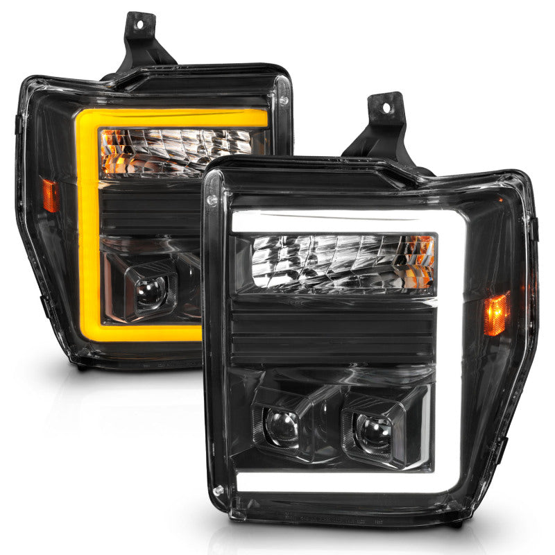ANZO 08-10 Ford F-250 - F-550 Super Duty Projector Headlights w/ Light Bar Switchback Black Housing 111586 111586 User 1