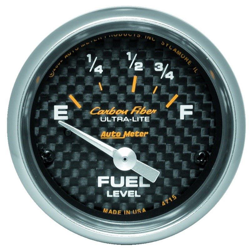 Autometer Gauge, Fuel Level, 2 1/16", 73E to 10F, Elec, Carbon Fiber 4715 Photo - Primary