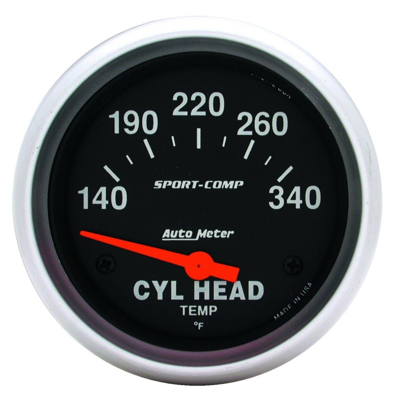 Autometer Gauge, Cylinder Head Temp, 2 5/8", 140-340 Deg. F Electric, Sport-Com 3536 Photo - Primary