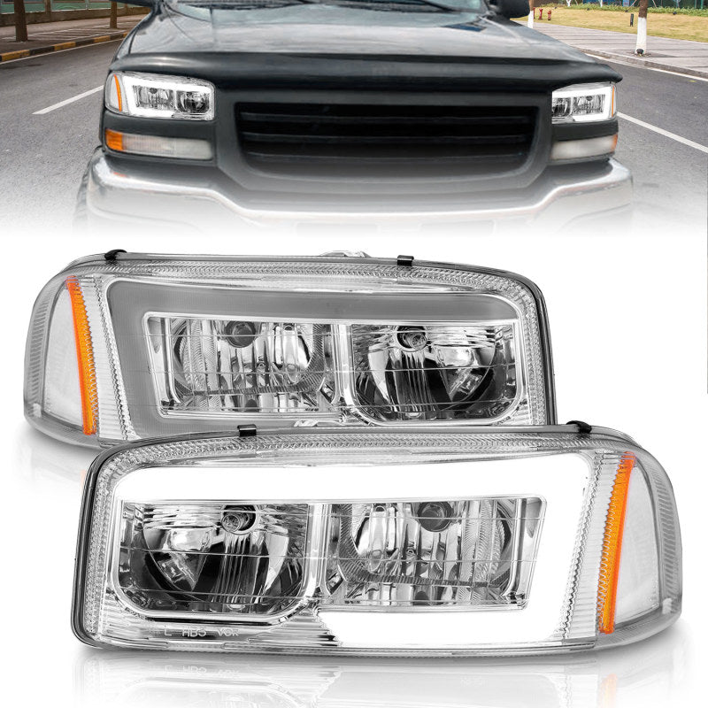 Anzo 99-17 GMC Sierra/Denali Headlights Chrome Amber (w/C Light Bars) 111523 111523 Photo - Primary