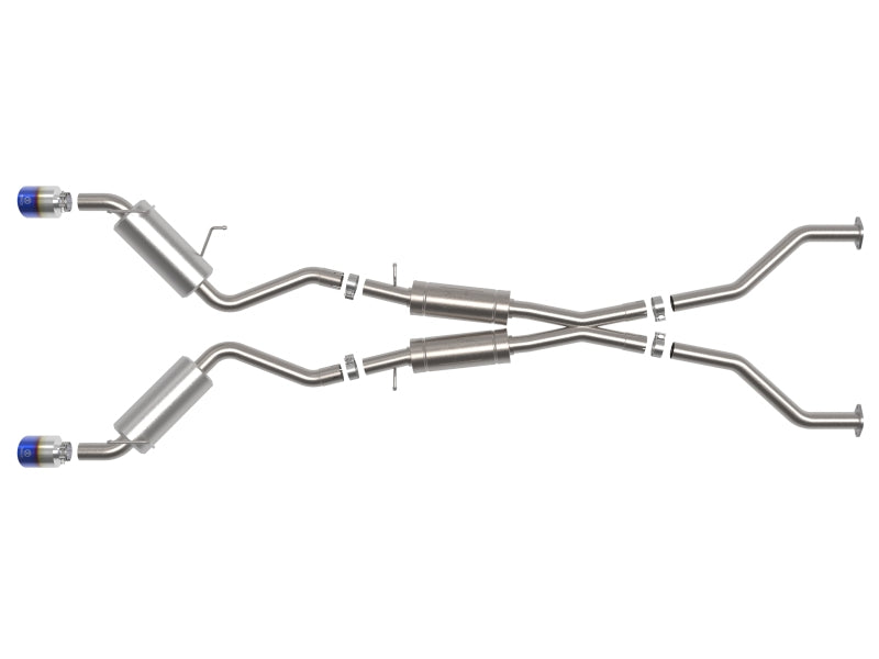 aFe Takeda 09-20 Nissan 370z 2-1/2 IN 304 Stainless Steel Cat-Back Exhaust System w/ Blue Flame Tip 49-36139-L 49-36139-L Photo - Unmounted