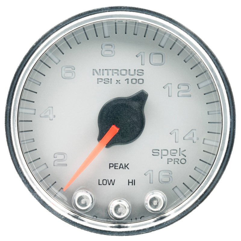 Autometer Spek-Pro Gauge Nitrous Press 2 1/16in 1600psi Stepper Motor W/Peak & Warn Slvr/Chrm P32021 P32021 User 1