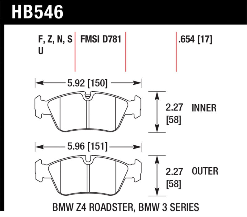 Hawk Disc Brake Pad HB546S.654 Photo - Primary