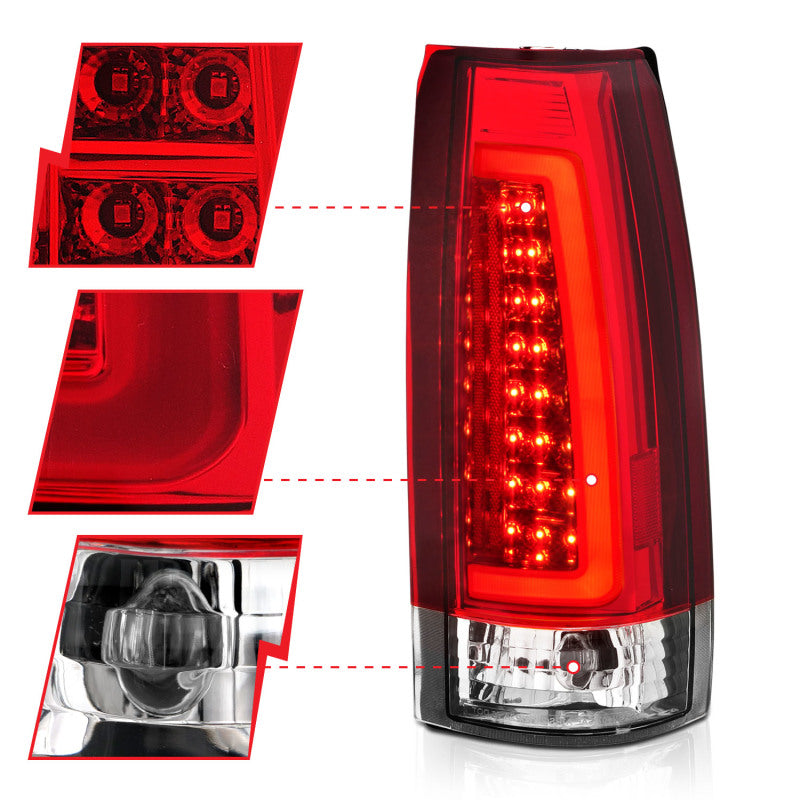 ANZO 1999-2000 Cadillac Escalade LED Taillights Chrome Housing Red/Clear Lens Pair 311346 311346 Photo - Unmounted