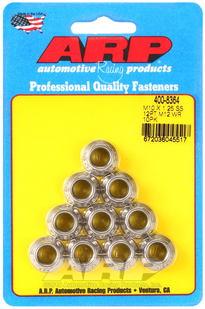ARP M10 X 1.25 (M12 wr) SS 12pt nut kit 400-8364 Photo - Primary