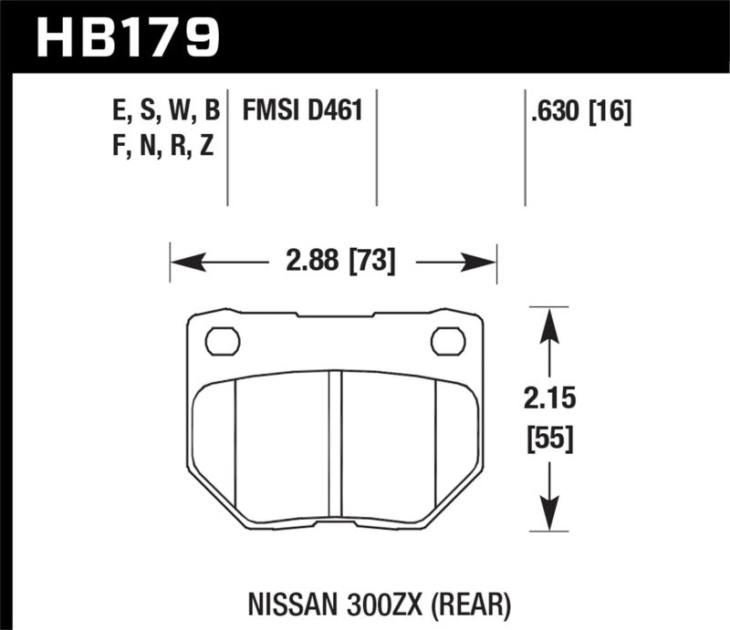 Hawk Street HPS Brake Pads Rear Nissan 300ZX Base 1989-1993 HB179F.630 Photo - Primary