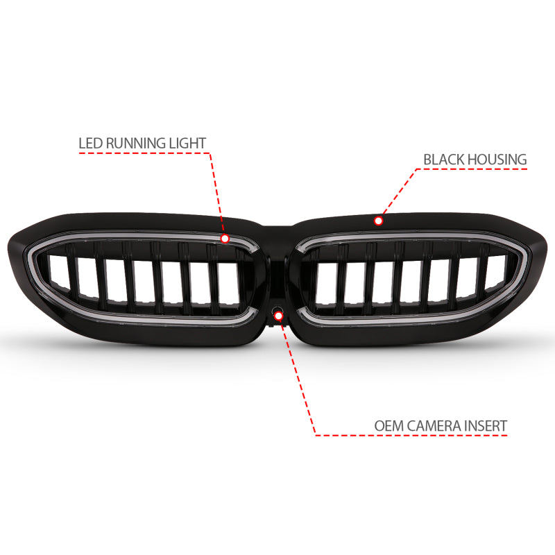 ANZO 19-22 BMW 3 Series Black Housing Full LED Front Grille w/ Initiation & Running Light 901027 901027 Photo - Unmounted