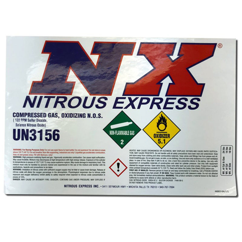 Nitrous Express Bottle Decal;For 10lb Bottle 15994 Photo - Primary