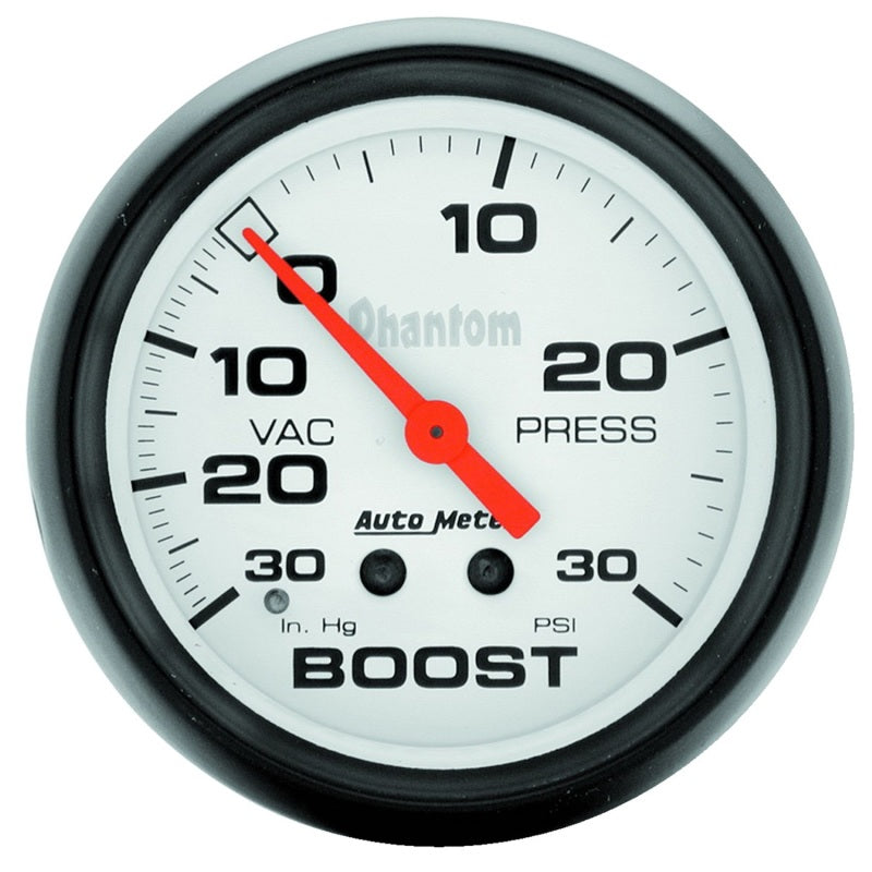 Autometer Gauge, Vac/Boost, 2 5/8", 30inHg-30psi, Mechanical, Phantom 5803 Photo - Primary