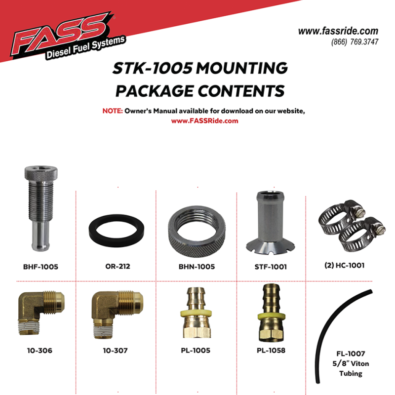 FASS Fuel Systems Diesel Fuel Bulkhead and Viton Suction Tube Kit (Complete Kit) STK-1005 STK1005