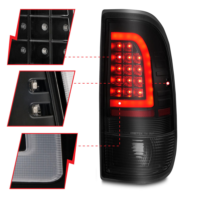 ANZO 1997-2003 Ford F-150 LED Tail Lights w/ Light Bar Black Housing Smoke Lens 311378 311378 User 2