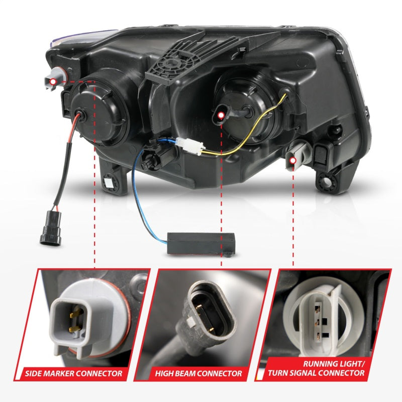 ANZO 11-13 Jeep Grand Cherokee (Factory Halogen Only) Projector Headlights w/Light Bar Swchbk Chrome 111569 111569 Photo - Unmounted