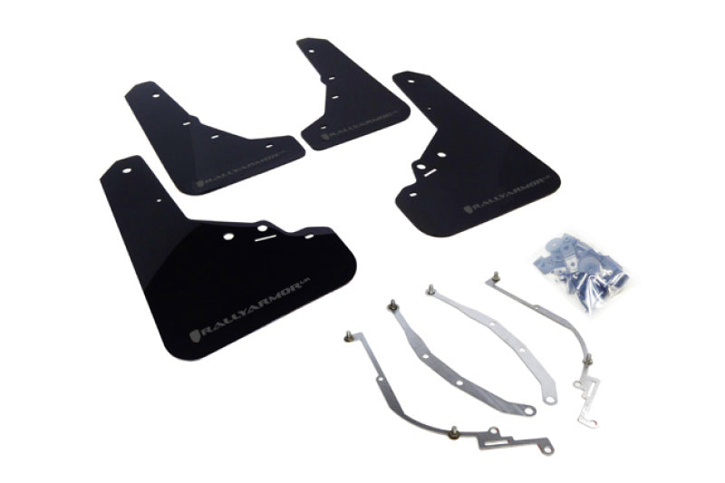 Rally Armor 12+ Fiat 500 (Pop/Sport/Lounge/Abarth) Black Mud Flap w/ Grey Logo MF25-UR-BLK/GRY Photo - Primary