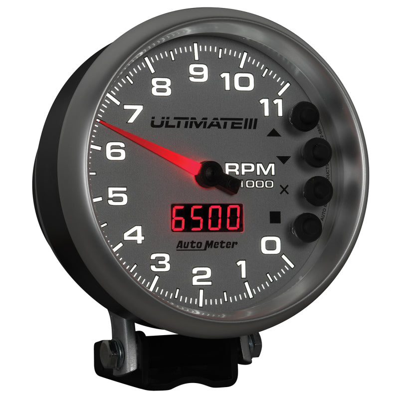 Autometer 5 inch Ultimate III Playback Tachometer 11000 RPM - Silver 6886 6886 User 6