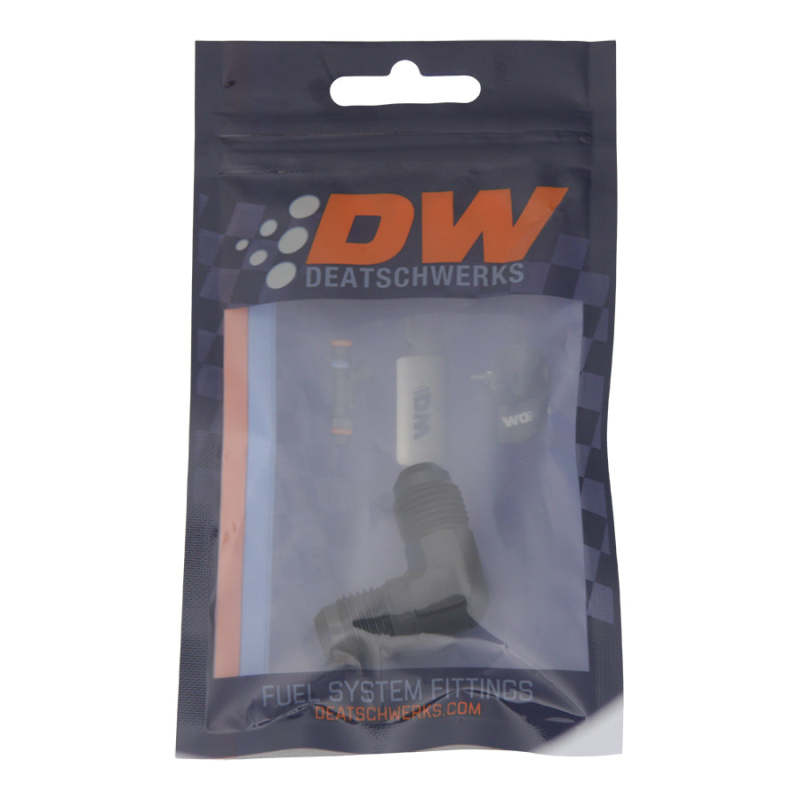 DeatschWerks 6AN Male Flare to 6AN Male Flare 90-Degree Fitting - Anodized Matte Black 6-02-0207-B 6-02-0207-B Photo - lifestyle view